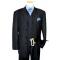 Steve Harvey Collection Black With Shadow Stripes And Dotted Sky Blue Pinstripes Super 120's Merino Wool Vested Suit